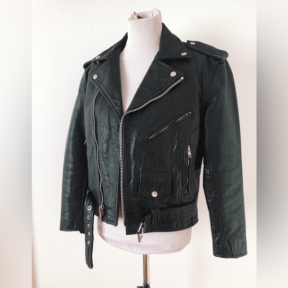Vintage 70s 80s Leather Motorcycle Jacket / Ramones Moto Jacket / Punk Jacket - Picture 4 of 10